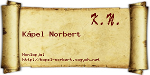 Kápel Norbert névjegykártya
